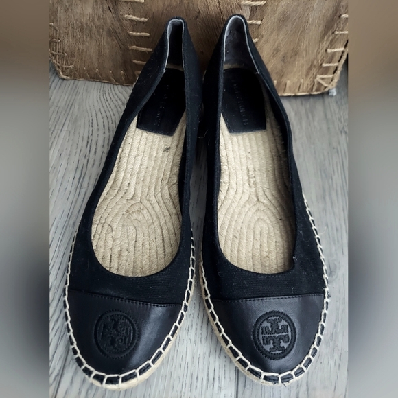 9.5 Blk Tory Burch Wedge Espidrilles - Picture 2 of 6